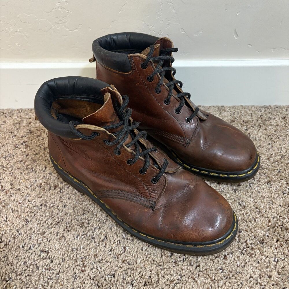Dr Doc Martens Vintage Boots Size 7.5 Leather Brown made in England